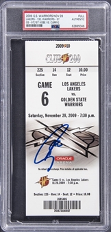 2009 Golden State Warriors/Los Angeles Lakers Full Ticket From The First Stephen Curry/Kobe Bryant Match Up - PSA Authentic
